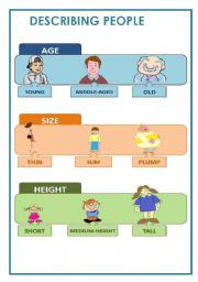 English Worksheet: DESCRIBING PEOPLE - AGE, SIZE AND HEIGHT