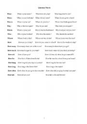 English Worksheet: Question Words