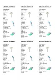 English Worksheet: BATHROOM VOCABULARY