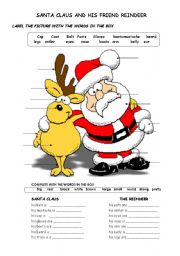 English Worksheet: SANTA CLAUS AND HIS REINDEER