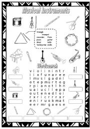 English Worksheet: MUSICAL INSTRUMENTS (3 of 3)