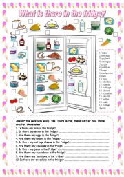 English Worksheet: What is there in the fridge? (1) 