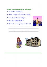 English worksheet: travelling