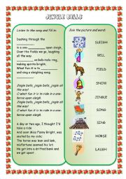 English Worksheet: Christmas songs and carols (set) - JINGLE BELLS