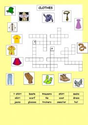 English Worksheet: clothes crossword