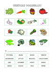 English Worksheet: VEGETABLE (cut and paste) - part 6