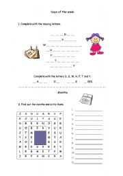 English Worksheet: Days and months