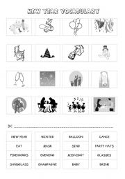 English Worksheet: NEW YEAR VOCABULARY (cut and paste) - part 3
