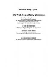 English worksheet: Christmas Song lyrics: We wish you a merry christmas