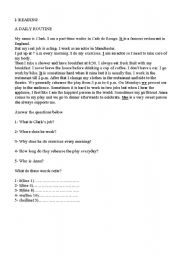 English Worksheet: reading