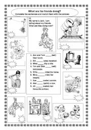 English Worksheet: What are his friends doing?