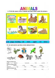 English Worksheet: Animals -babies, descriptions