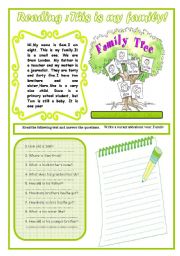 English Worksheet: Reading  : This Is My Family