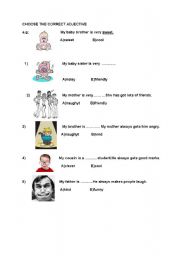 English worksheet: adjectives