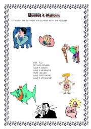 English Worksheet: INJURIES  AND ILLNESSES