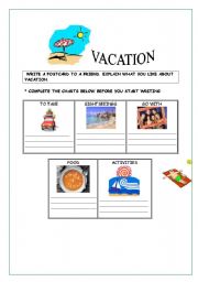 English worksheet: SUMMER VACATION