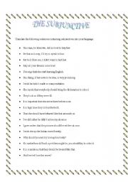 English Worksheet: The subjunctive