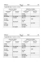 English Worksheet: present and past tenses verbs test
