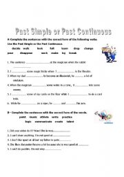 English Worksheet: simple past& past continuous