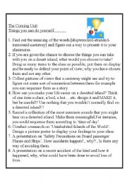 English worksheet: Ideas for Activities for a lesson or a unit of lessons on 