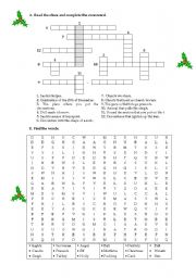 English Worksheet: Christmas wordsearch and crossword