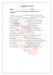 English Worksheet: quiz - Past Simple, Present Simple or Present Progressive:  