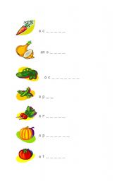 English Worksheet: vegetables
