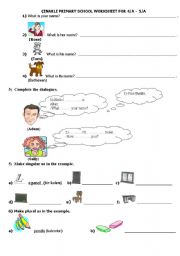 English Worksheet: Simple subjects: What is your name? what is this?