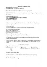 English worksheet: The Present Continuous and The simple Present Tenses