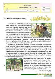 English Worksheet: A stay-at-home dad  -  Reading for Upper Intermediate or Lower Advanced students
