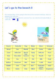 English worksheet: Lets go to the beach