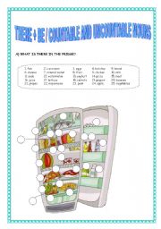 English Worksheet: there + be / countable and uncountable nouns