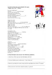 English Worksheet: Happy New Year by Abba (to use before NYearsresolutions)