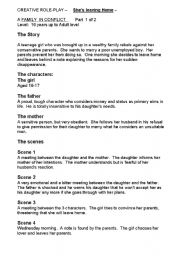 English Worksheet: Role play   SHES LEAVING HOME - A FAMILY IN CONFLICT