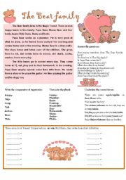 English Worksheet: THE BEAR FAMILY