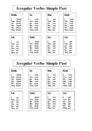 English worksheet: Irregular Verbs Reference Sheet