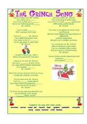 English Worksheet: The Grinch Song