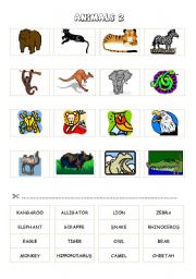 English worksheet: ANIMALS 2 (cut and paste activity) - set 9