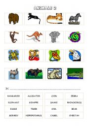 English Worksheet: ANIMALS 2 (cut and paste activity) - set 9