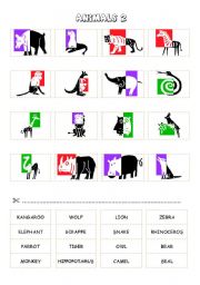 English worksheet: ANIMALS 2 (cut and paste) - set 9