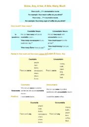 English Worksheet: some any