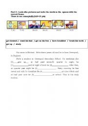 English worksheet: daily routine