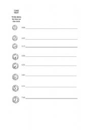 English Worksheet: Time Test