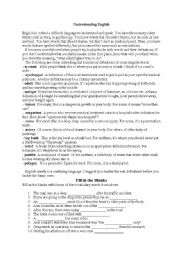 English Worksheet: Undertanding English