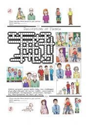 English Worksheet: descriptions of people crossword