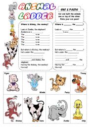 English Worksheet: Animal Ladder