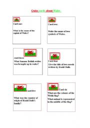 English Worksheet: quizz cards about Wales