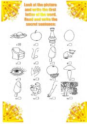 English worksheet: the secret sentence)