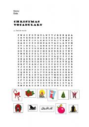 English worksheet: Christmas wordsearch