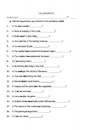 English Worksheet: TAG QUESTIONS